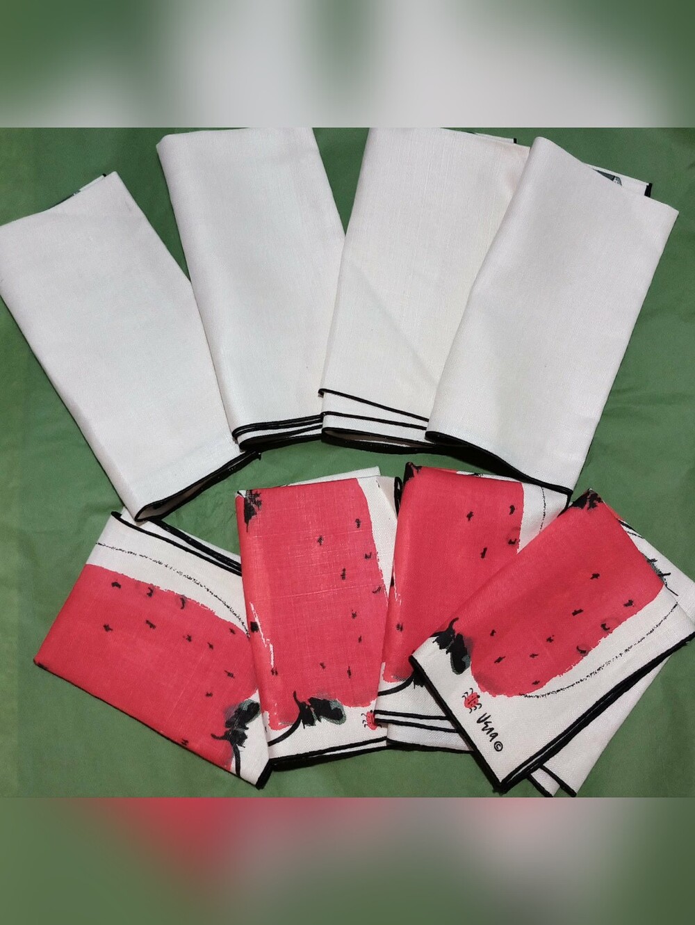 8pc Lot! 4 Vintage Mid Mod VERA Linen Placemats +4 Napkins! Apples!